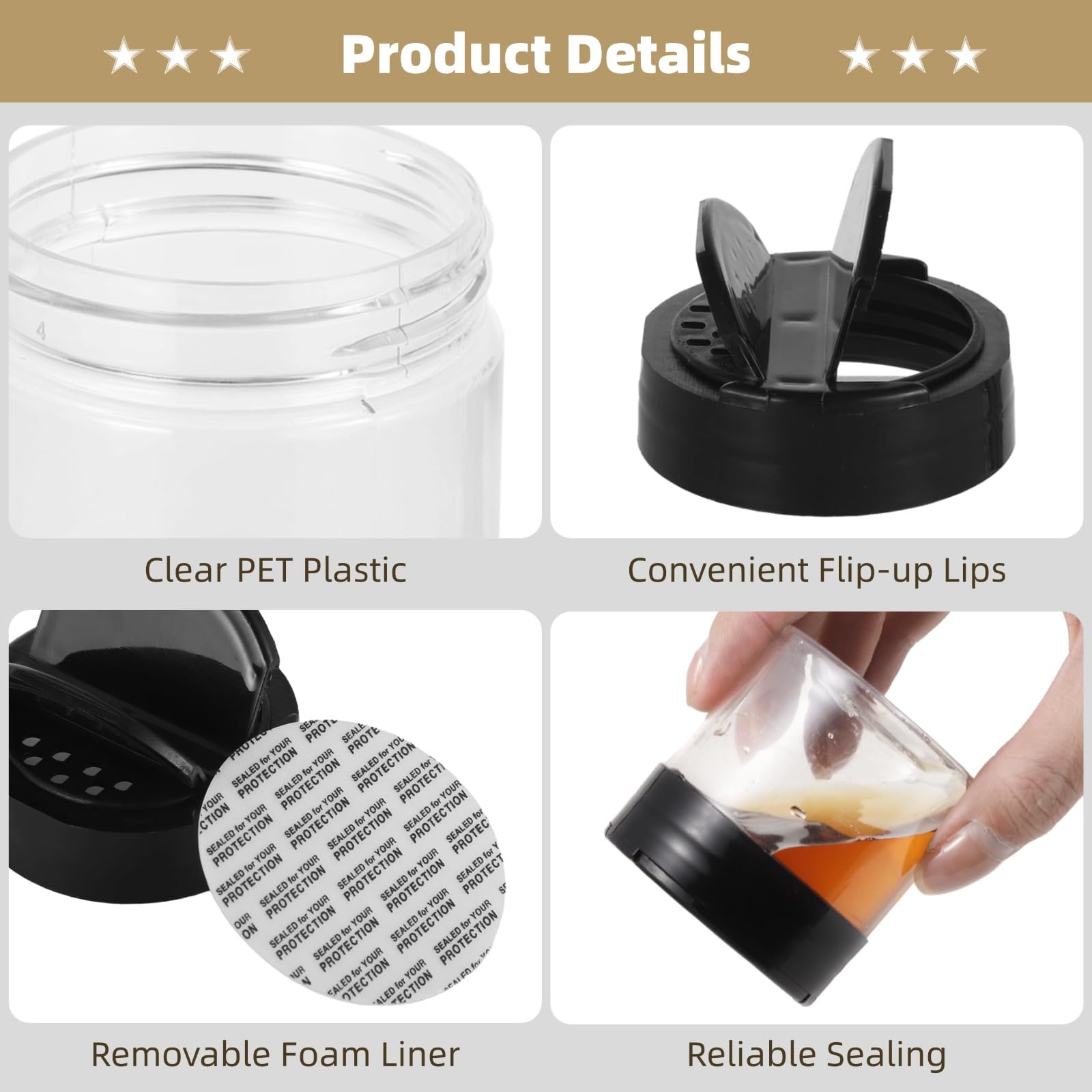 30 PCS Gewürzgläser aus klarem Kunststoff mit Doppel-Klappdeckeln, 4 oz klare Gewürzbehälter zum Streuen oder Dosieren, Gewürzbox mit Etiketten und Marker, Aufbewahrungsdosen für Küche und