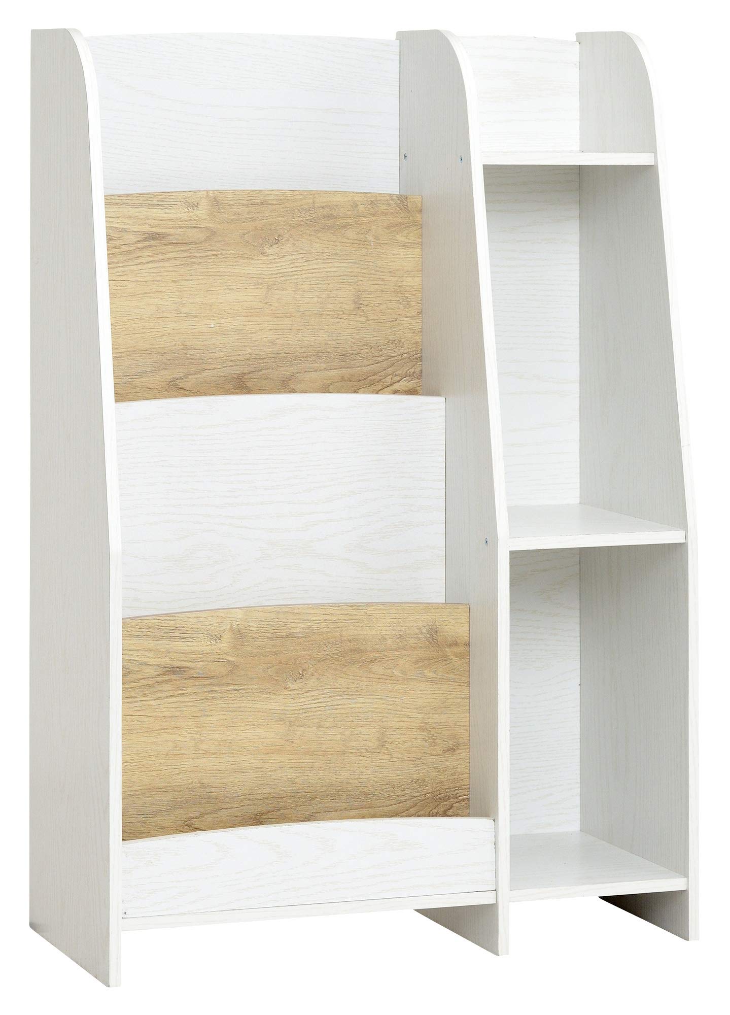 絵本棚　ナチュラル　天然木　ホワイト タンスのゲン 絵本棚 おもちゃ 収納 絵本ラック 幅90 本棚 スリム