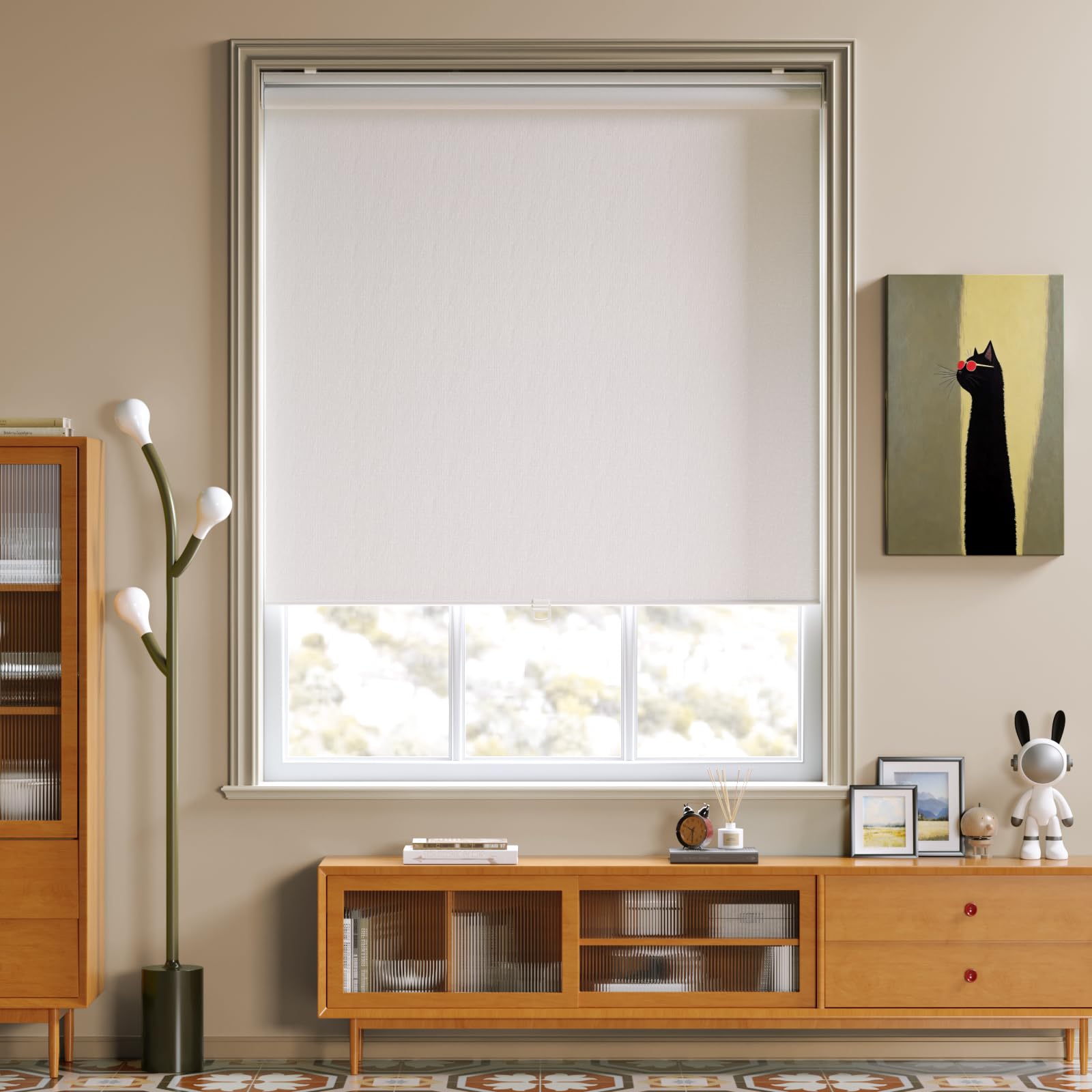 Window Blinds Cordless,Blackout Roller Shades,Blinds for Indoor Windows,Door Curtains,Room Darkening,Insulated UV Protection Pull Down Shades,with Spring System (White, 24" W x 72" H)