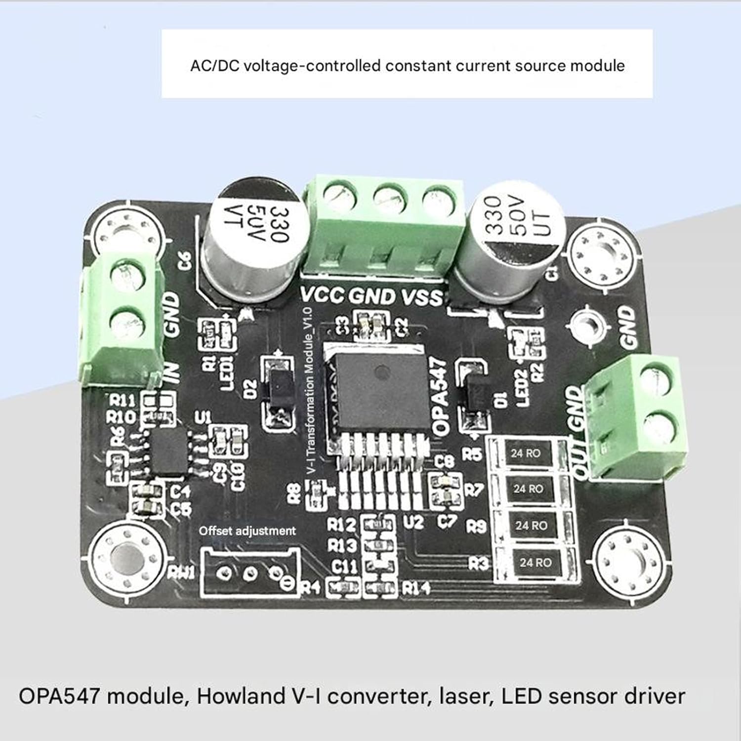 逆極性保護およびヒートシンクを備えたセンサーおよび LED ドライバー用の電圧制御定電流源モジュール ヒートシンク電流レギュレーター