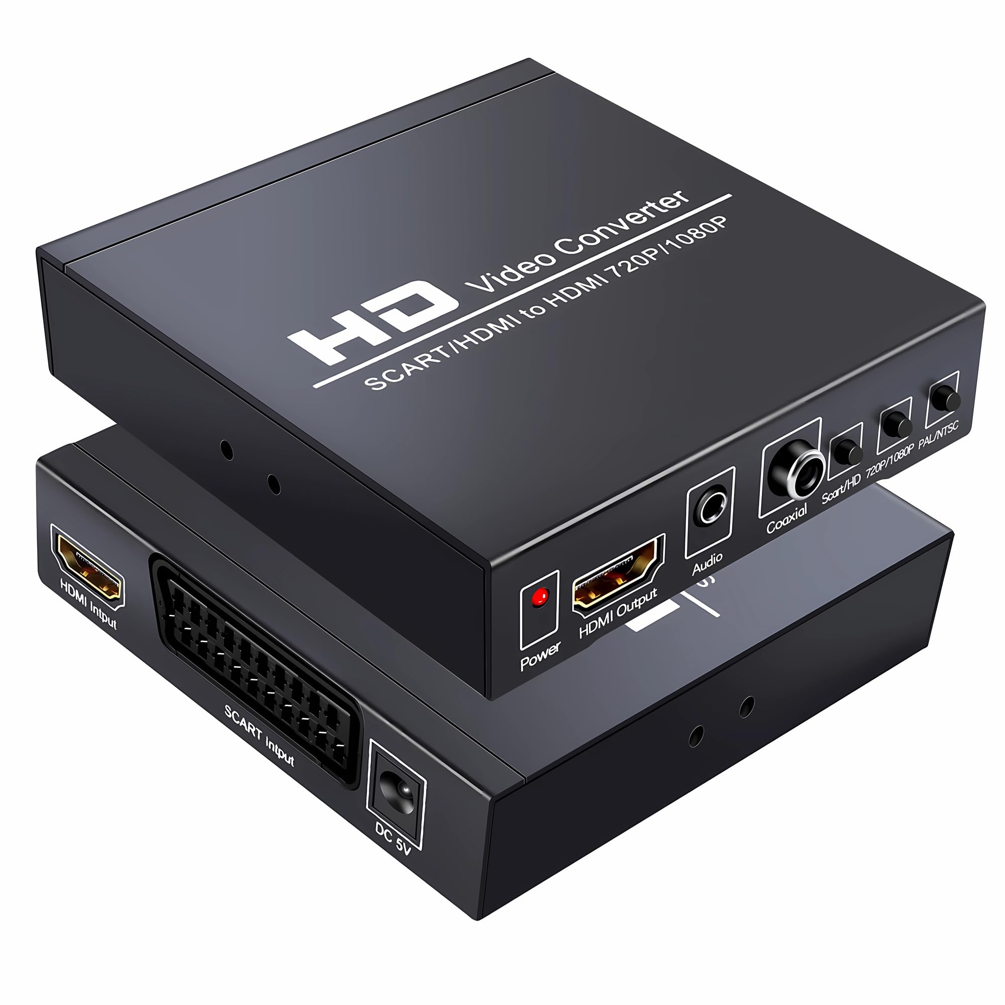 GRACETOP Conversor euroconector a HDMI para caja de audio de video convertidor euroconector 1080P, convertidor de video HD con escalador de video PAL/NTSC, 1080P/720P, salida de audio coaxial de 3.5