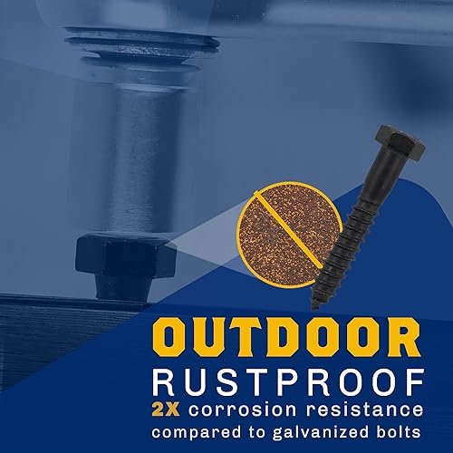 Vista 22 de 1/2" x 2", 25 piezas de pernos de retraso negros, BLAKOTE de cerámica a prueba de óxido de 4 capas, 2 veces protección de tornillos de retraso