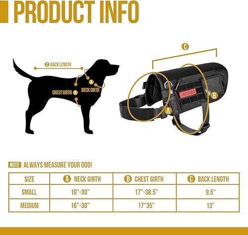 Miniatura 6 de OneTigris Arnés para perro de servicio, arnés sin tirones, ajustable, cómodo, chaleco para mascotas, arnés para caminar al aire libre (negro,