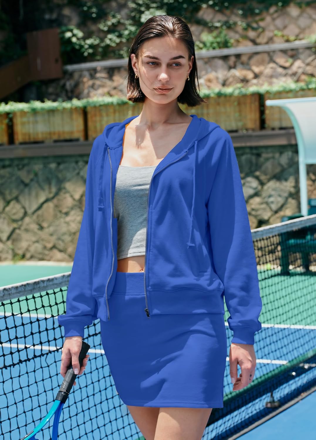 Nirovien Women Two Piece Workout Set Zip Up Hoodie and Skort Sets Athletic Sweatsuits Outfits Sets - Image 4