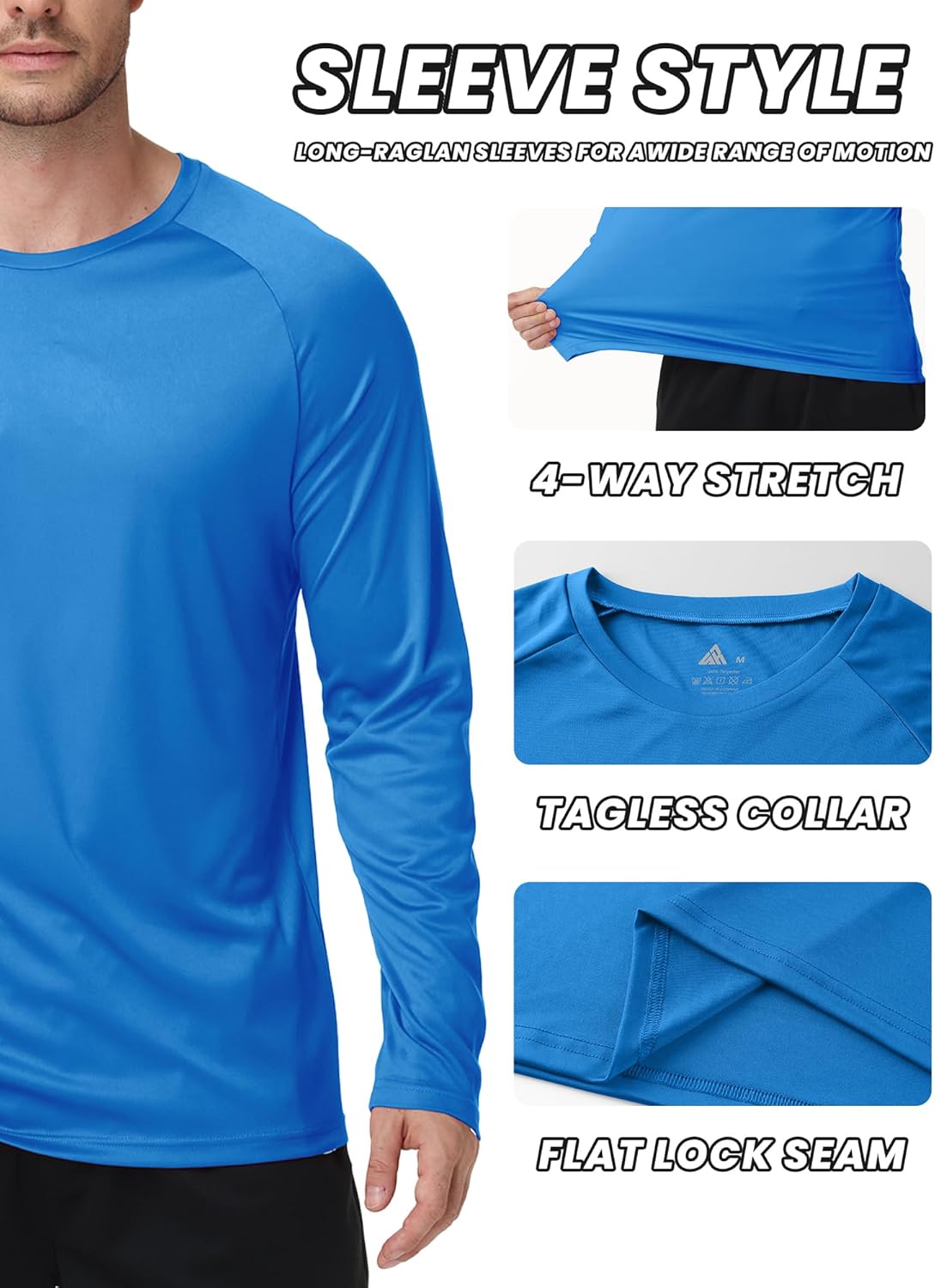 ZITY 3 Pack Long Sleeve Shirts for Men UPF 50+ Sun Protection Crew Neck T-Shirt Rash Guard for Hiking Running Swimming - Image 3