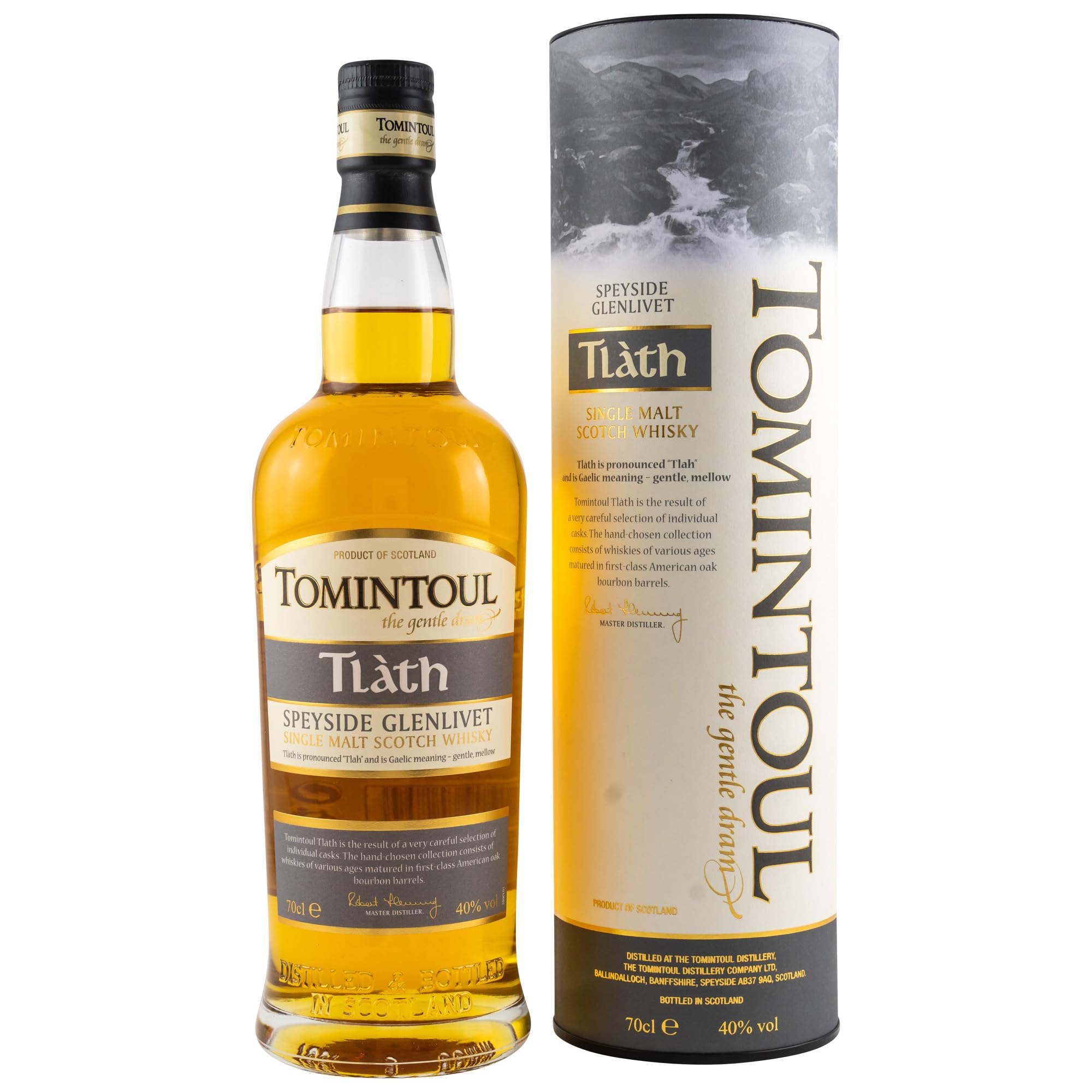 Tomintoul | Single Malt Scotch Whisky | Tlàth | Reifung In Ex-Bourbonfässer | Feine Vanille- Und Toffeenote | 40% Vol. | 700 Ml product image