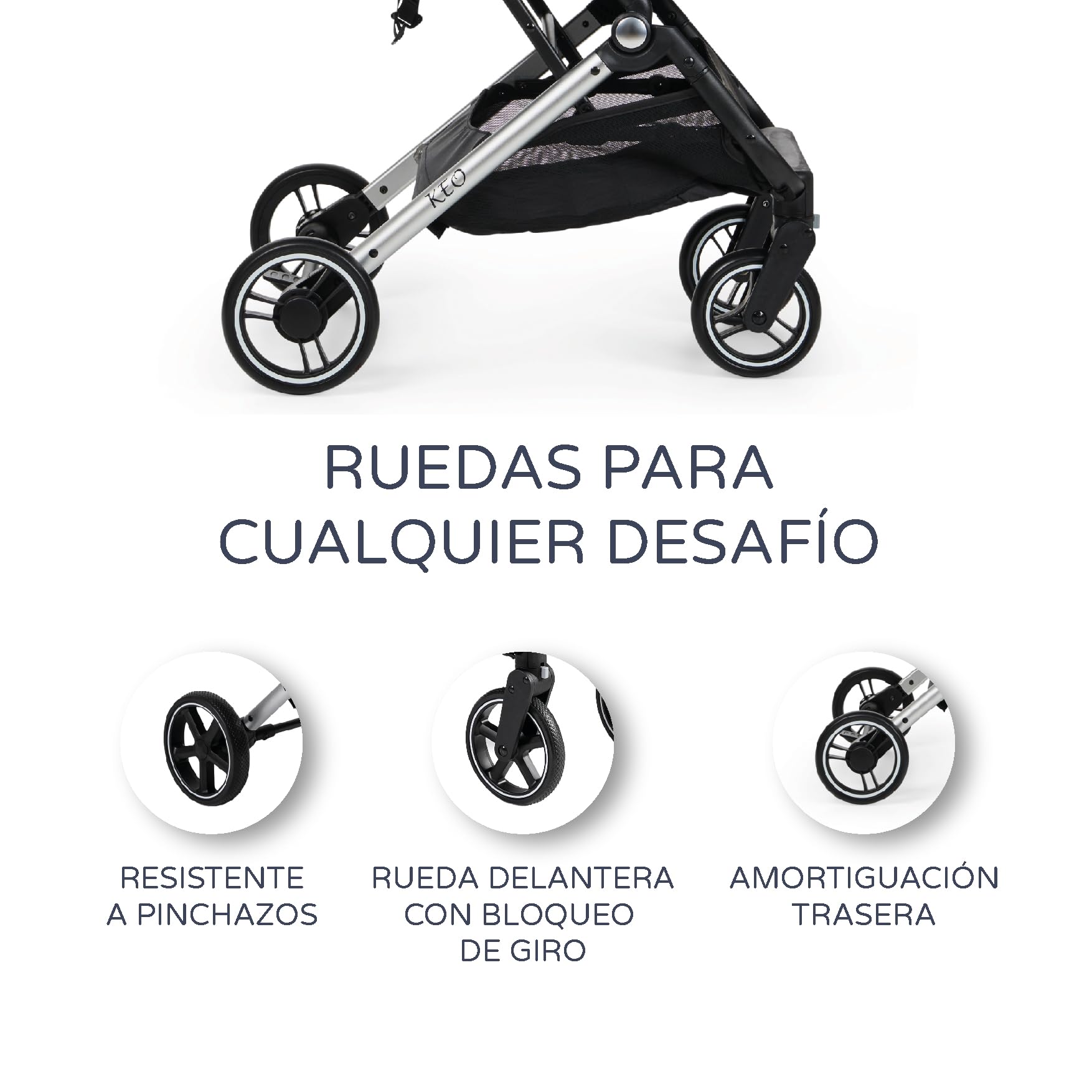 MS BabyWorld – Keo – Silla de paseo ligera hasta 22 kg | Capota extensible | Plegado tipo libro | Ultraligera y compacta | Ruedas grandes (Gris - Negro)