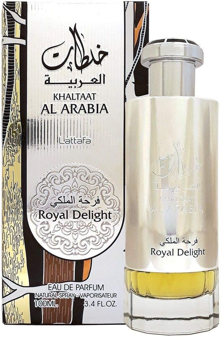 Lattafa Perfumes Khaltaat Al Arabia Royal Delight (Silver) for Unisex Eau de Parfum Spray, 3.4 Ounce