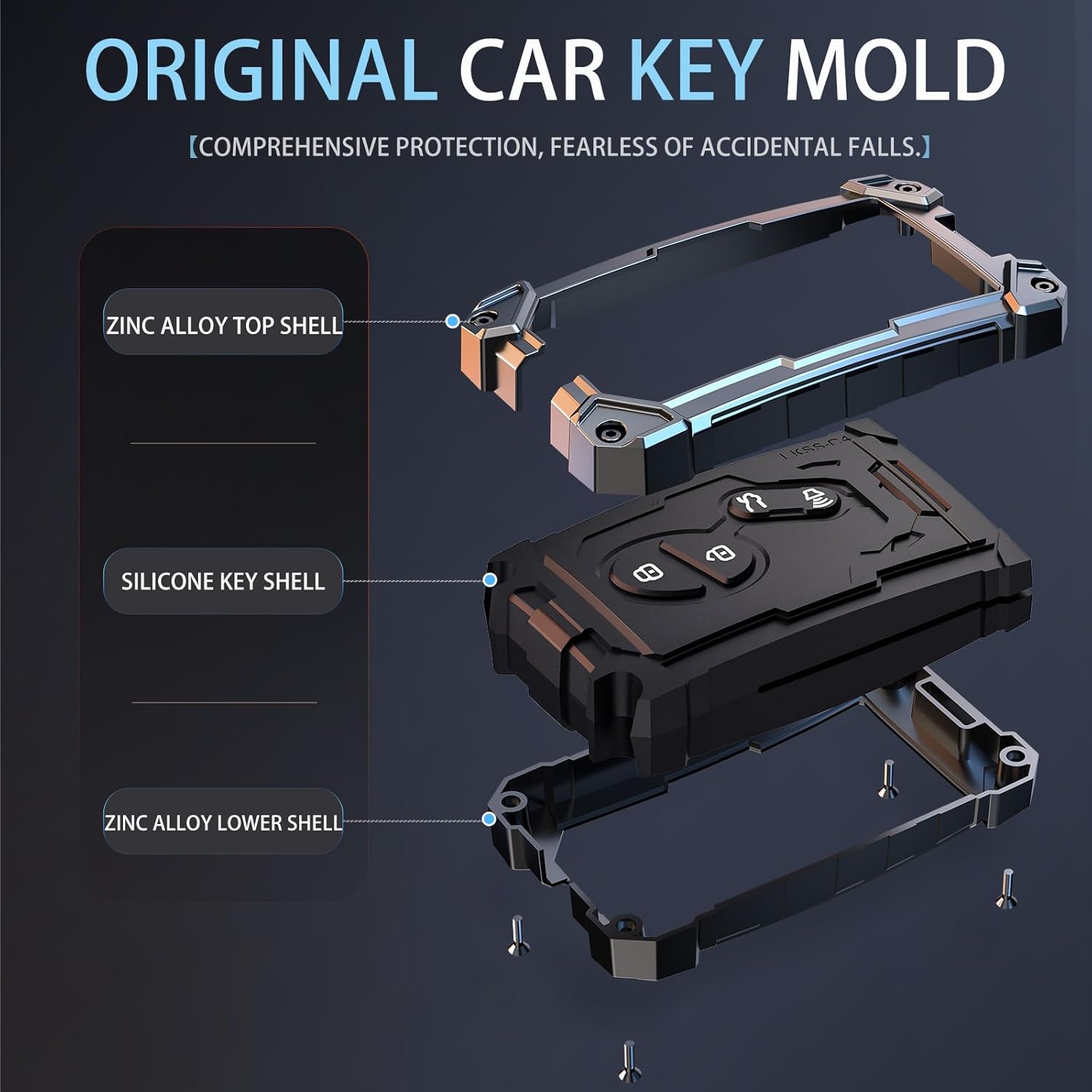 Heavy Key Fob Cover for Lexus,Keychain,Metal Silicone Key Fob Case Compatible with Lexus GX460 RX350 ES350 IS250 LX570 IS350 GS430 GS300 GS450h (Black, R Buckle) - Image 4