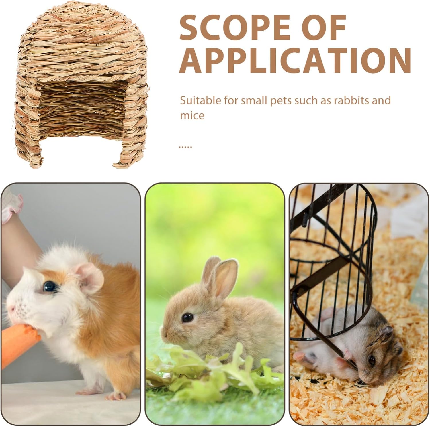 Milisten Extra Grass House for and Small Animals Natural Grass Hideaway Bed Hut Openings for Play and Sleep Comfortable Space for Pets to Relax