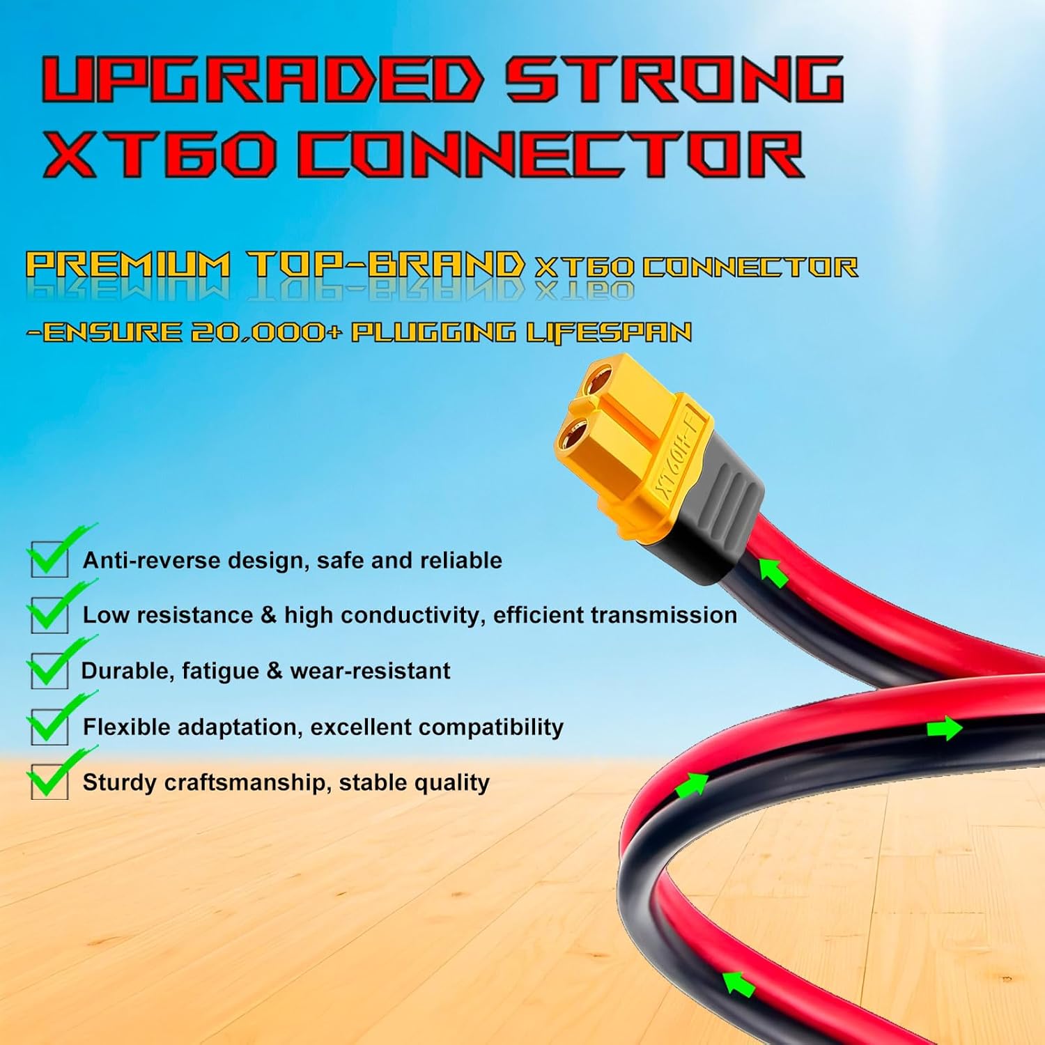 XT60 Adapter to Solar Connector Cable 12AWG 25FT, XT60 to Solar Panel Extension Cable 12 Gauge 7.62m for Ecoflow River and Delta Series Bluetti EB55 Power Station Solar Panel