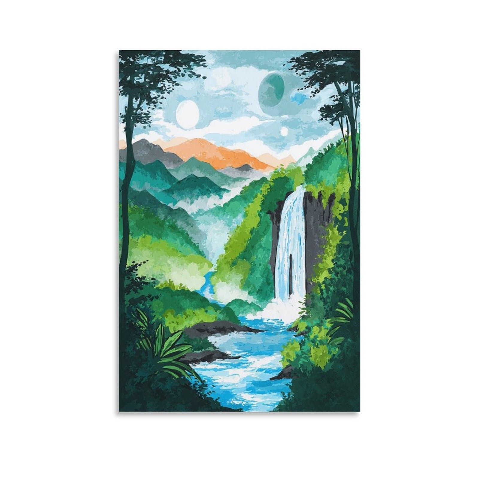 ZBBGGOZ Akaka Falls State Park Posters 24x36inch(60x90cm) Vintage Watercolor Canvas Art