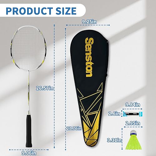 Miniatura 6 de Senston Juego de 2 raquetas de bádminton, incluye bolsa de bádminton, 2 volantes de bádminton, 2 empuñaduras de raqueta, perfectas para principiantes