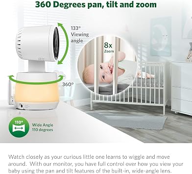 LeapFrog LF925HD Baby Monitor with Camera and Audio,1080p WiFi Remote Access Baby Monitor, 360 Pan & Tilt Camera, 8X Zoom, 5 720p HD Display, Color Night Light &Vision, Two-Way Talk