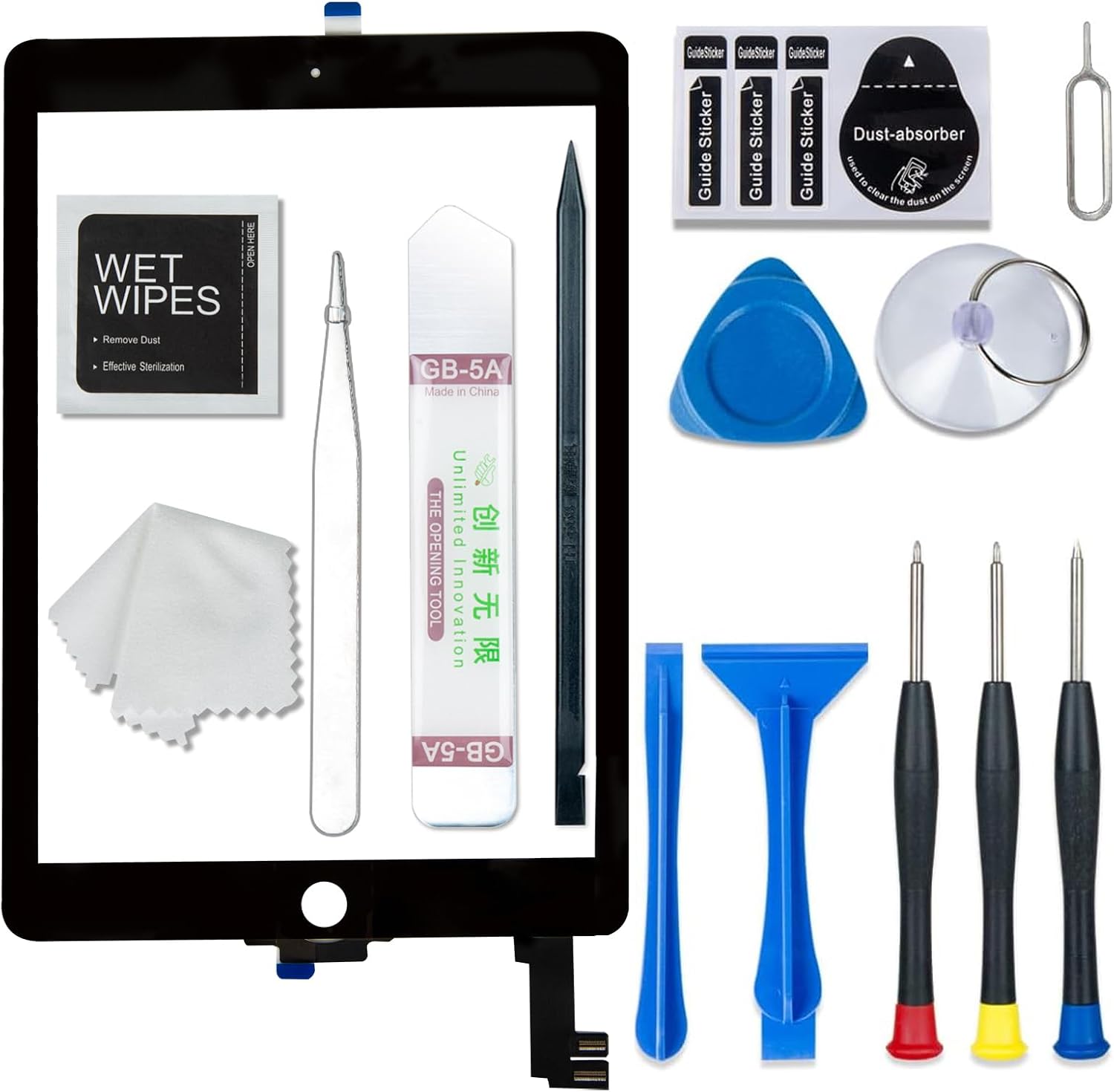Screen Replacement Digitizer for iPad Air 2 2nd Generation, Touch Glass Compatible with iPad Air 2 A1566 A1567 9.7", Tool Set