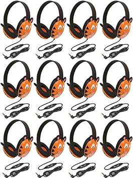califone 2810 ti tiger motif listening first stereo headphone pack of 12 adjustable headband comfortable for extended wear specifically sized for