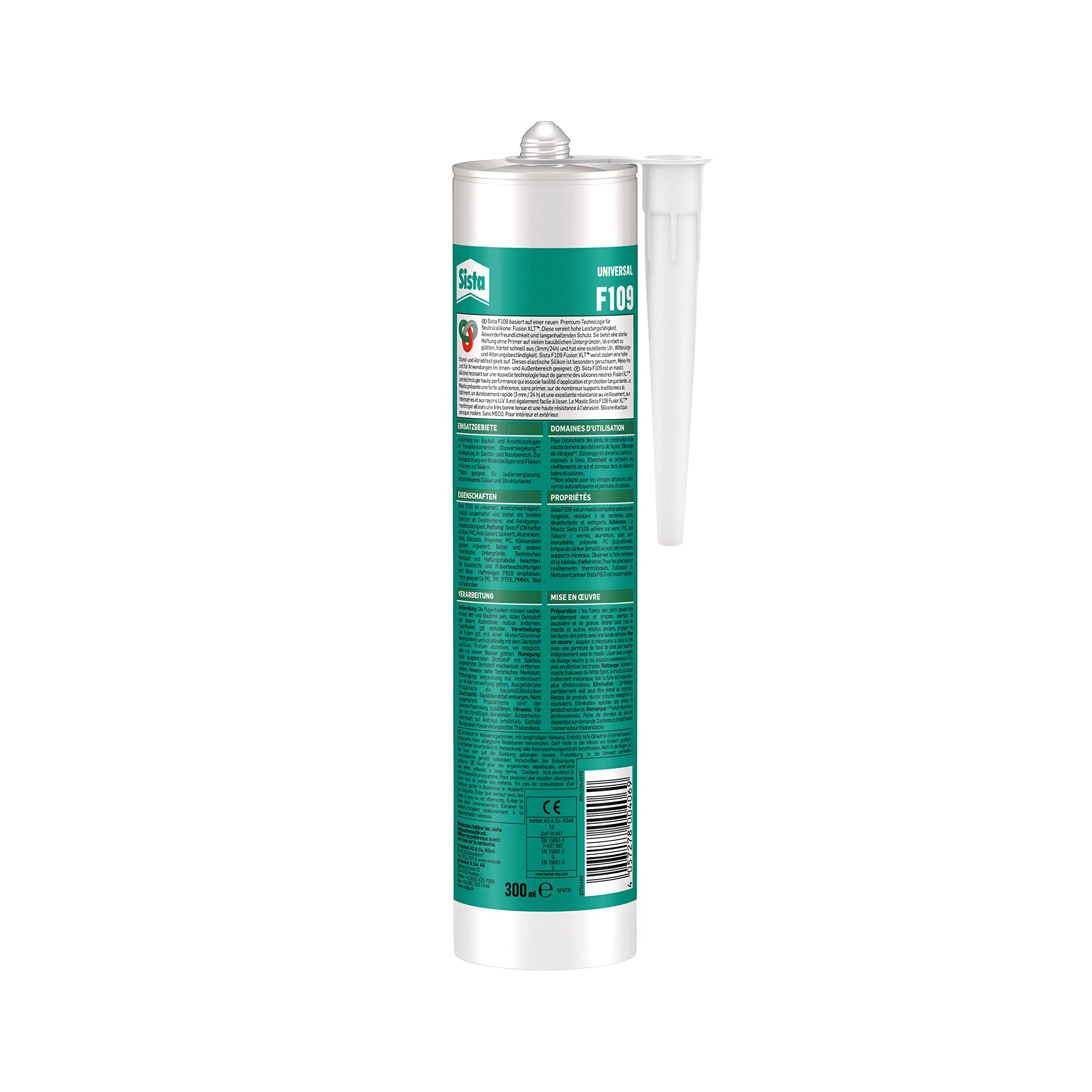 Sista F109 Universal Fusion XLT Silicona Transparente 300 ml, Blanco