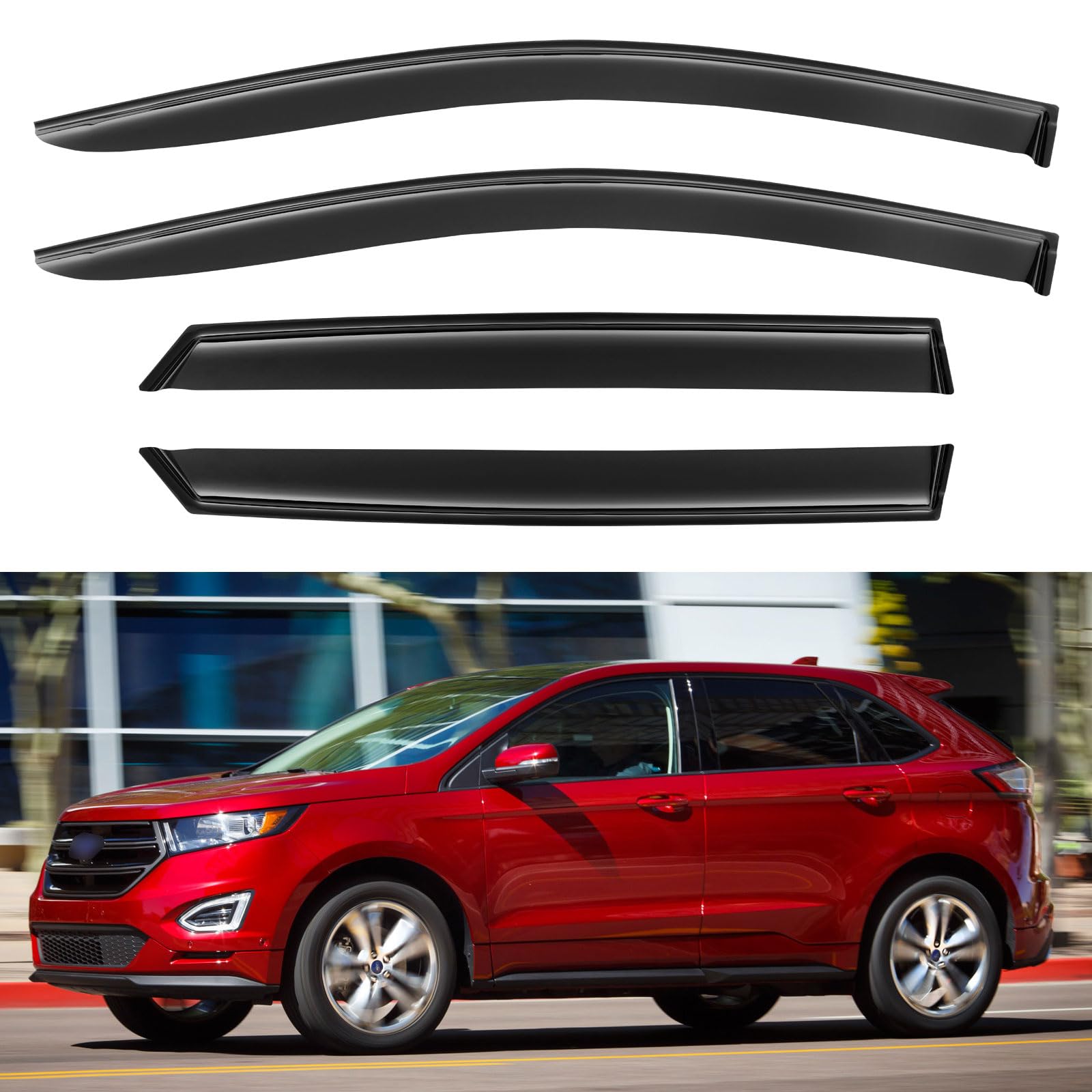 Window Visors Rain Guards for 2015-2025 Ford Edge | Out-Channel Window Vent Wind Deflectors Visors Shades Protectors for 15-25 Ford Edge