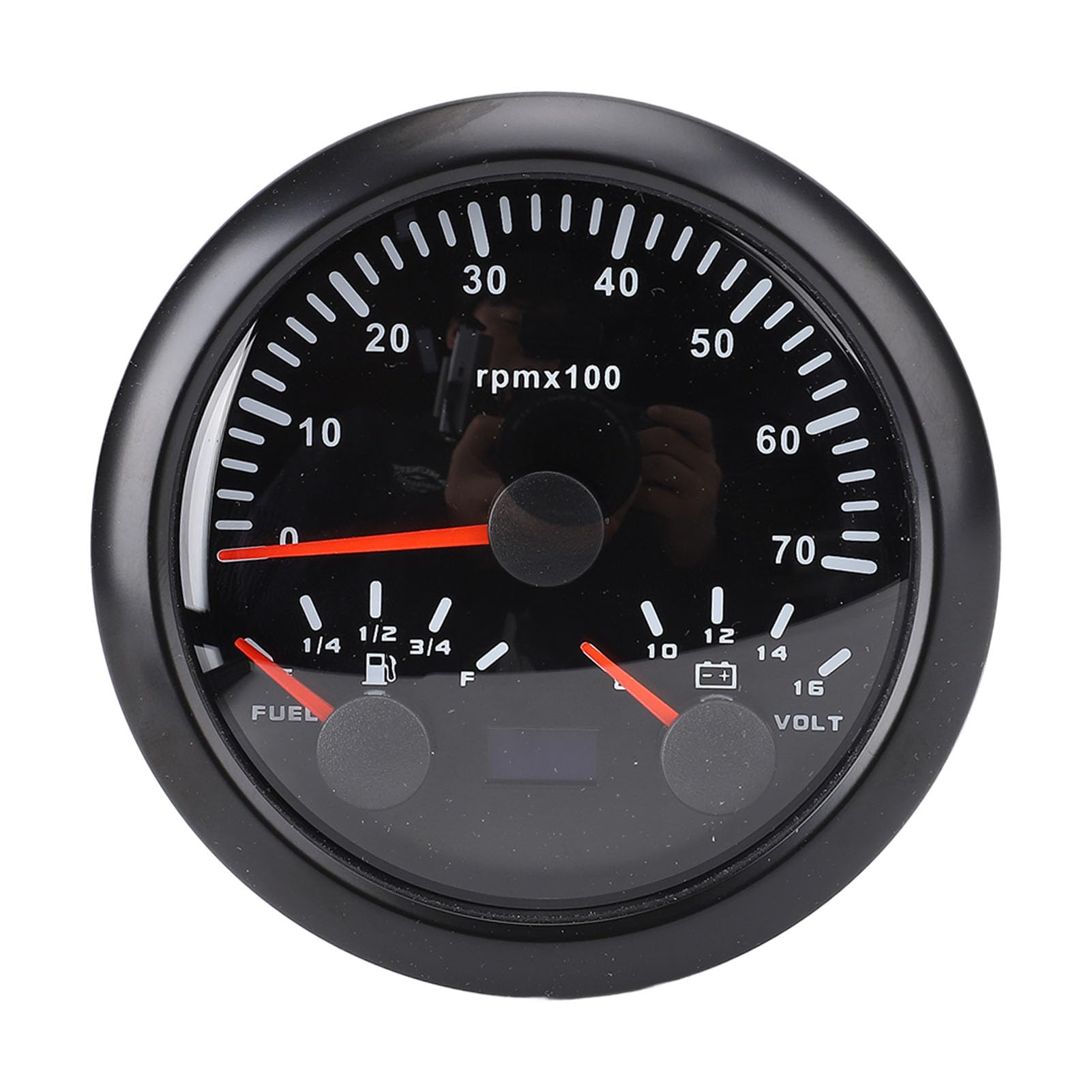 Tbest Prędkościomierz 85 Mm Woltomierz 8-16 V 3 / Cal w 1 Obrotomierz 7000 Obr./min 7 Kolorów Podświetlenia Ciężarówka Samochód (BLACK)