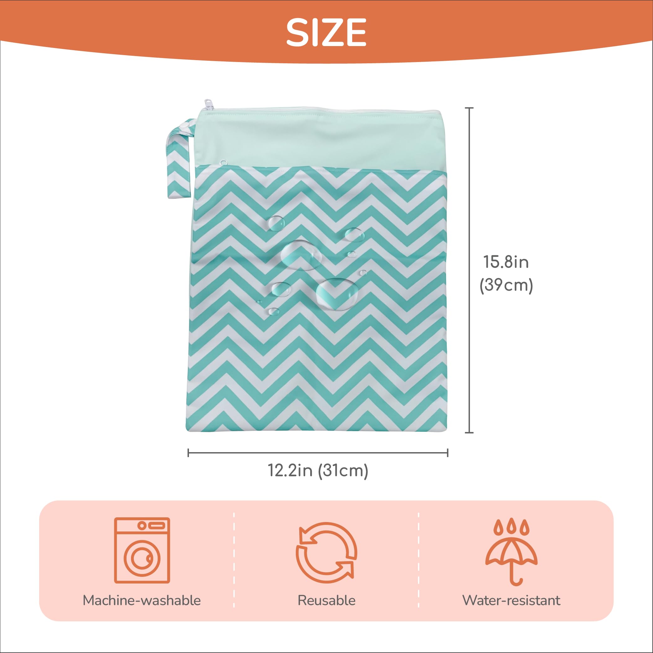 Chippi & Co Borsa bagnata per costume da bagno e asciugamani, borsa asciutta per bambini, borsa da viaggio per vestiti sporchi, per pannolini, vestiti, bikini, palestra, spiaggia, piscina,