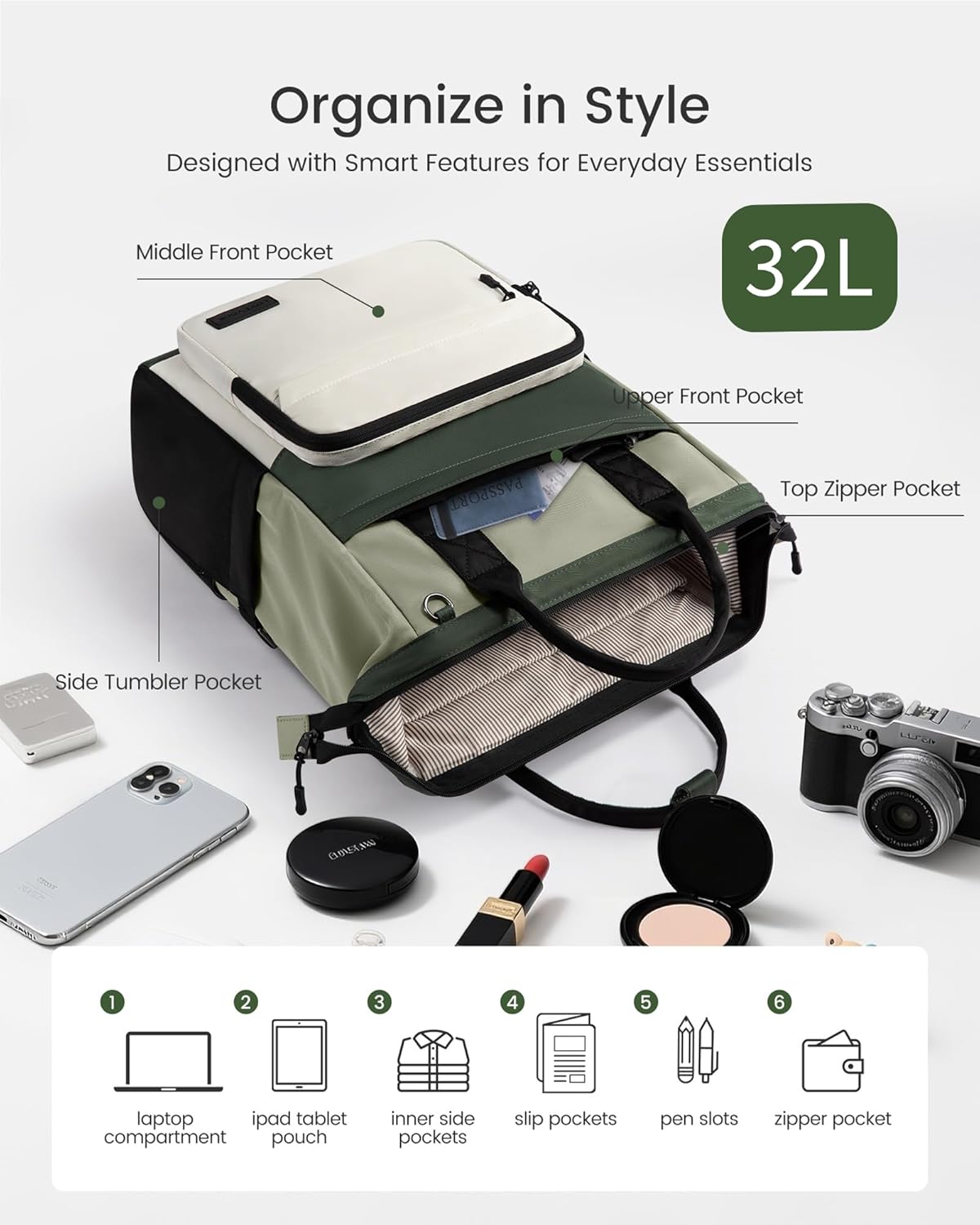 LOVEVOOK Laptop Backpack for Women, 17 Inch Travel Backpack for Work College Business, Water Resistant Teacher Nurse Bag with Large Capacity, School Bookbag Bags Cute Daypack for Woman Girls - Image 3