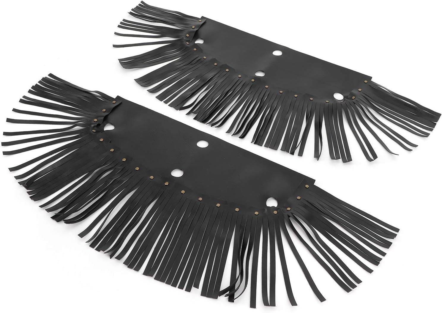KIMISS Motorcycle Floorboard Fringe, 2Pcs Motorcycle Floorboard Fringe PU Leather Cover Universal Foot Pedal Tassel Black
