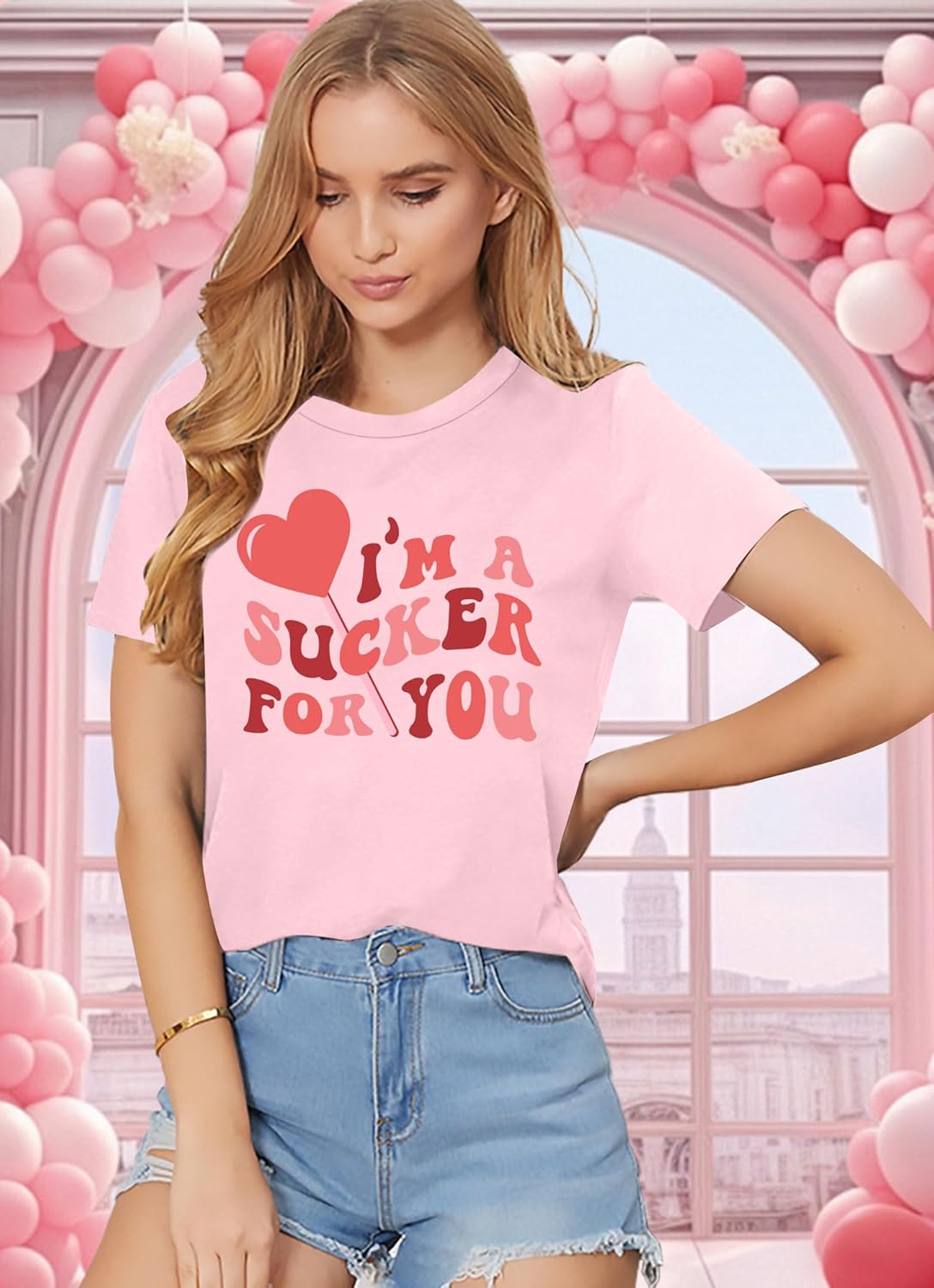 Valentine Day Shirts for Women: Happy Valentine Love Heart T-Shirt Cute Bow Print T Shirt Casual Short Sleeve Tops - Image 2