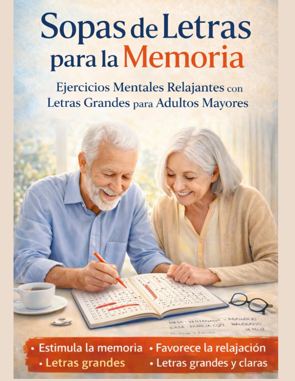Sopas de Letras para la Memoria: Ejercicios Mentales Relajantes con Letras Grandes para Adultos Mayores: Sopa de letras en Español: Palabras Cotidianas y Temas de la Vida Diaria