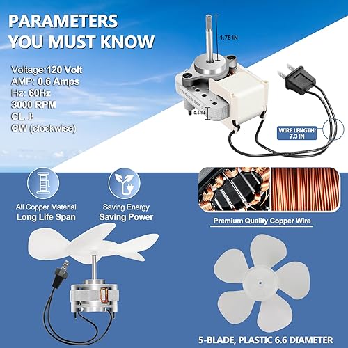 Miniatura 2 de Motor universal para ventilador de baño S1200A000 compatible con B-roan Nu-Tone 686, M686, 687, 8870, motor de ventilador de 3000 RPM 120 V 50 CFM