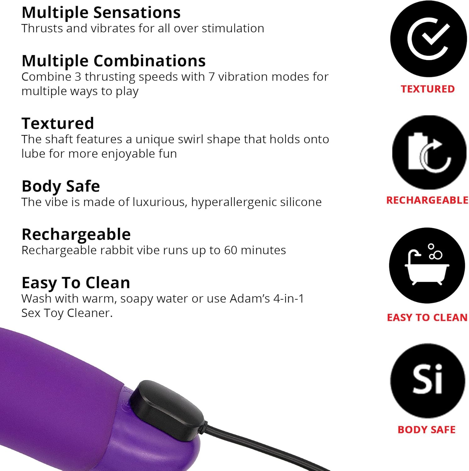 Adam & Eve Posh Silicone Bounding Bunny Vibrator, 10 Functions, Dual Motors, Flickering Clit Stimulator, Waterproof, Satin Finish, Silicone Vibrator for Women, Clitoral & Vaginal Stimulation