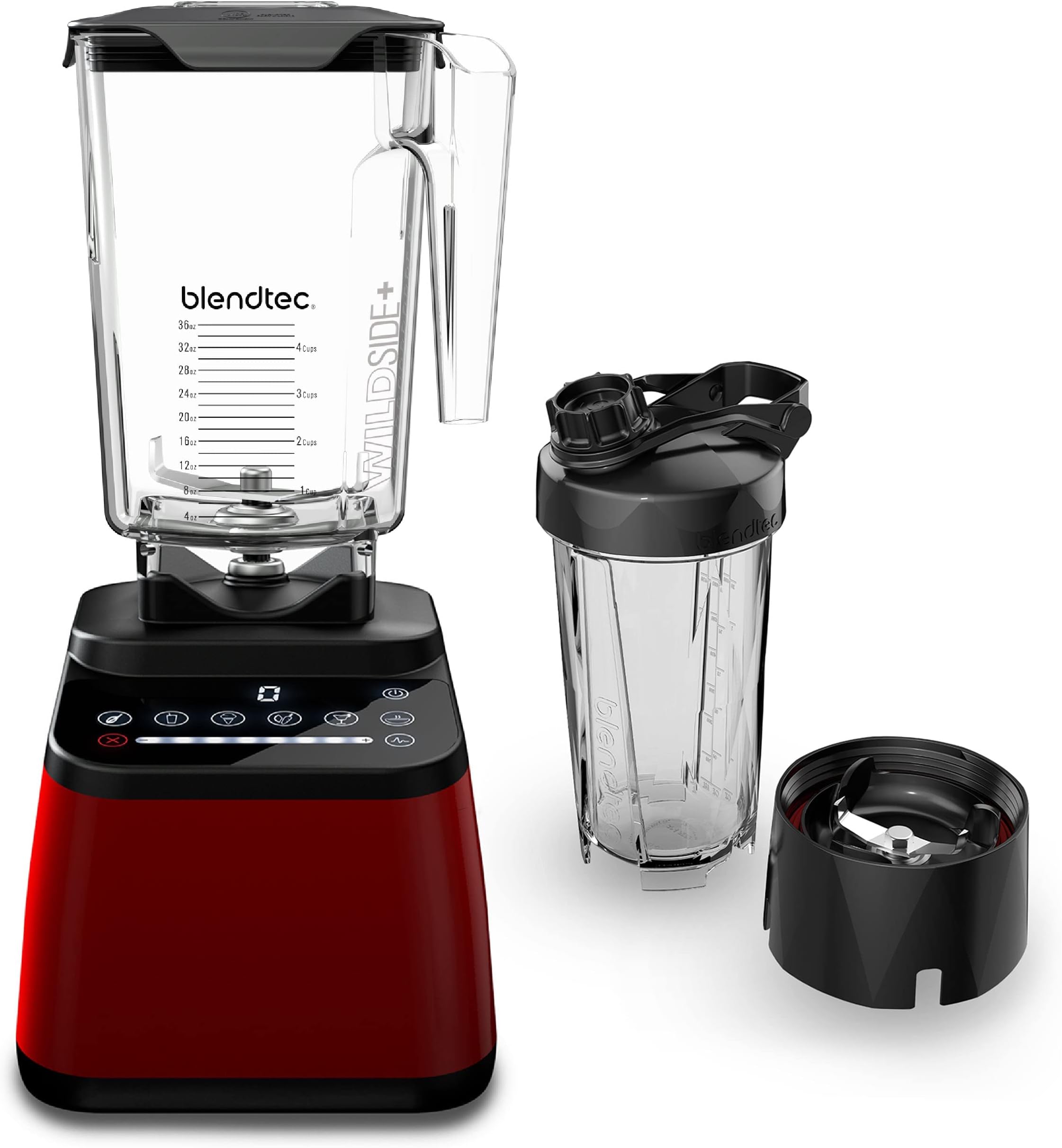 Blendtec Designer Series Blender with 90 oz WildSide+ Jar and 34 oz GO Travel Bottle - Kitchen Blender Bundle - Red