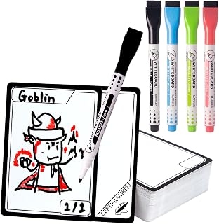 50 Pcs Double-Sided Universal MTG Tokens with 4 Pcs Marker Pens Reusable Dry Erase MTG Proxy Card for Magic The Gathering DIY Blank Card Games Accessories