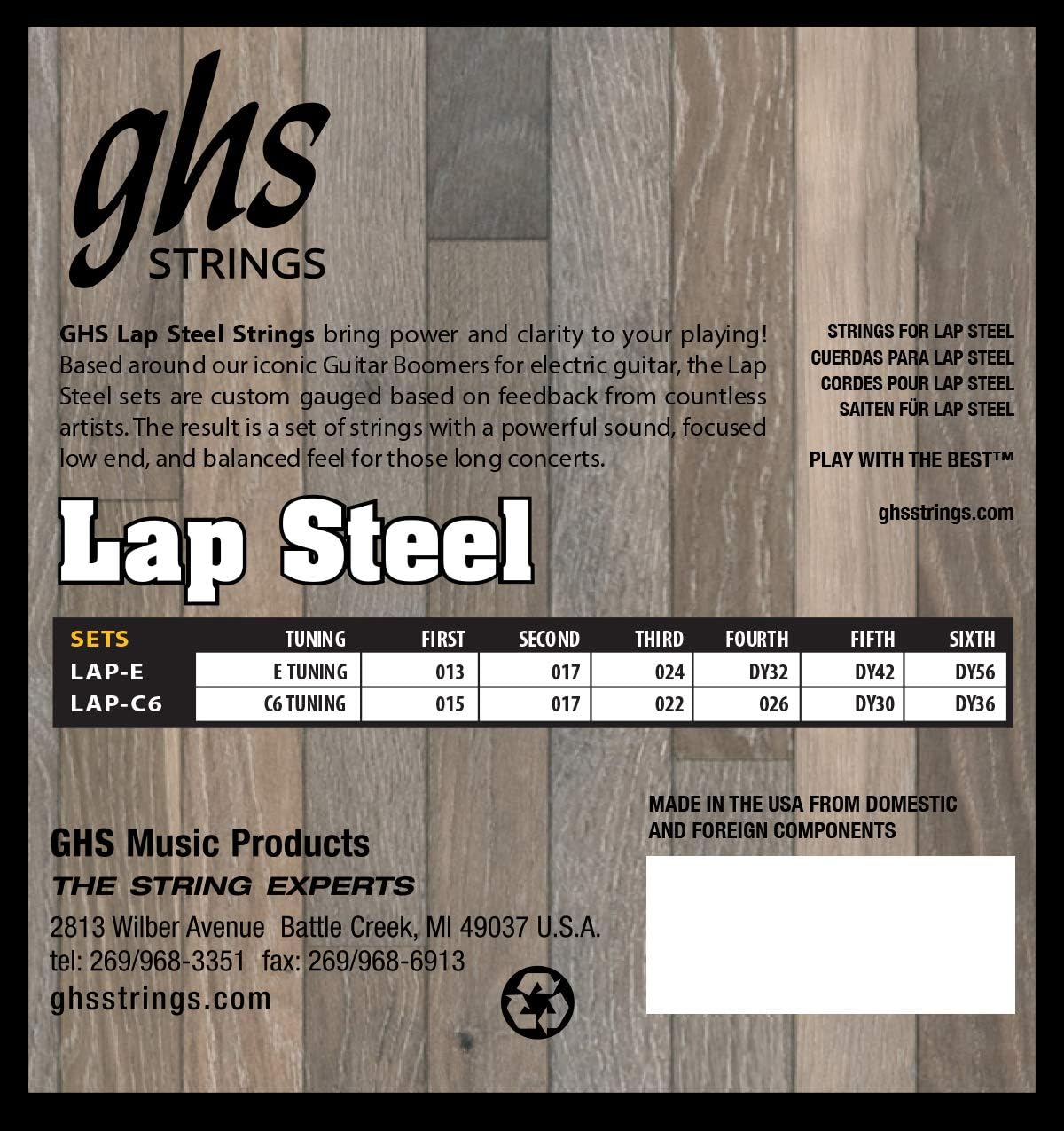 GHS Strings E Lap Steel Strings (LAP-E), 13-56, Pack of 3