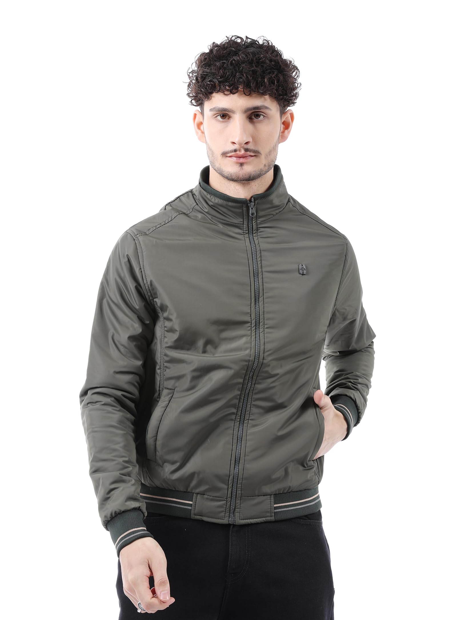 the indian garage co Men Polyester Standard Length Slim Fit Solid Bomber Jackets-picture-19