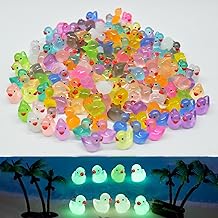 Eastrise 150 PCS Glow-in-Dark Mini Resin Ducks, 15 Colors Tiny Luminous Duck Figures for Fairy Gardens, Aquariums, Dollhouse Decor, DIY Crafts, Party Favors