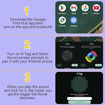 Air Tracker for Android, Air Tracker-4 Pack Android, Bluetooth Tracking Tag Compatible Google Find Hub App, Smart Tracker Key Finder for Key Wallet Bag Luggage - Black