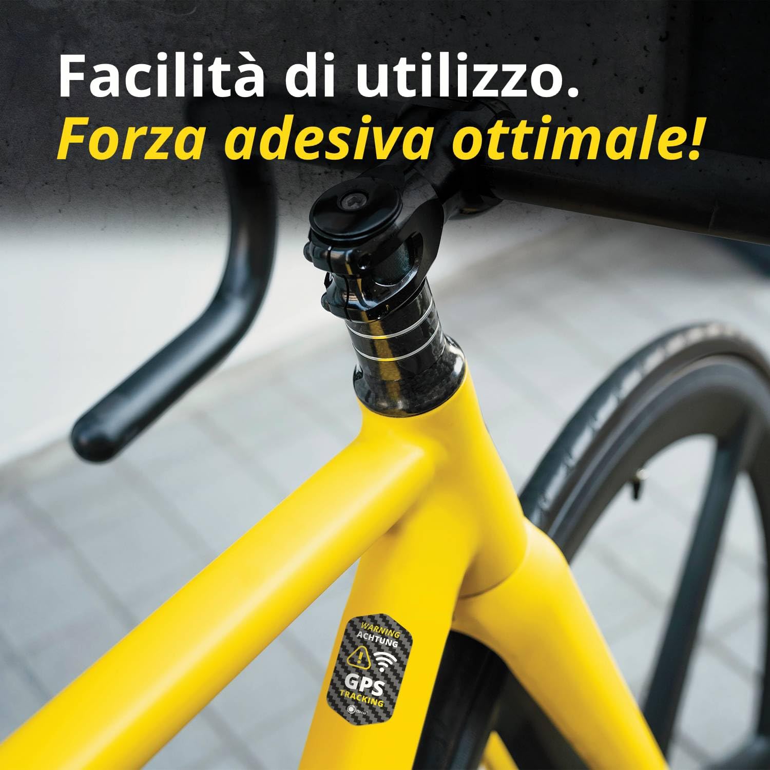 TinyTag® adesivi di avvertimento GPS Tracker resistente alle intemperie, protezione antifurto per biciclette, eBike, auto, moto e valigie, durevoli