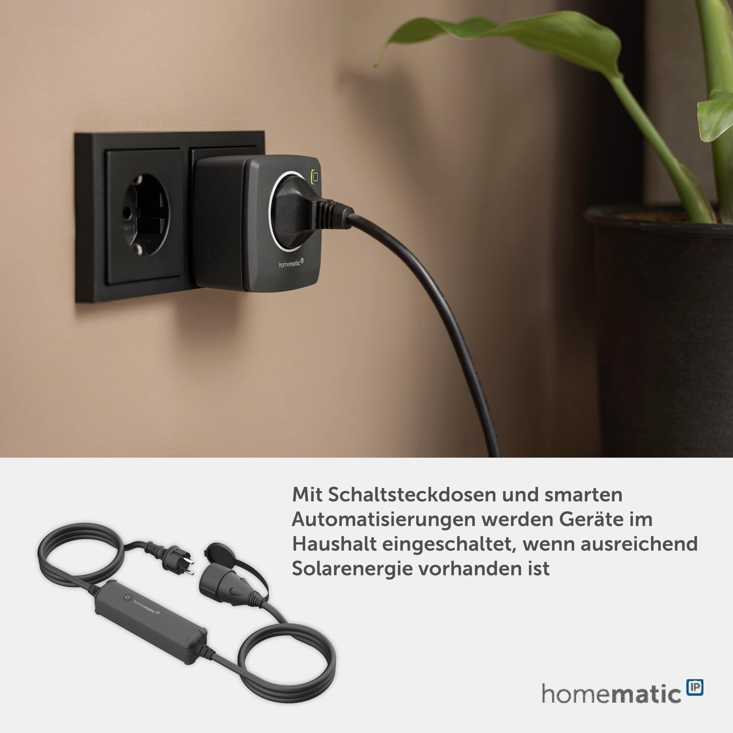 Homematic IP Schalt-Mess-Kabel – außen | Smart Home, steuert Balkonkraftwerke nach DIN VDE V 0126-95, Gartenlampen, -geräte per App, Alexa & Google Home, 160775A0