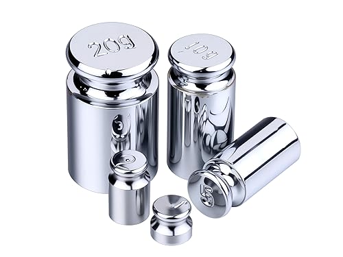 Miniatura 8 de I-MART Juego de 5 pesos de calibración de 0.04 oz, 0.07 oz, 0.18 oz, 0.35 oz, 0.71 oz, acero de alta calidad, cromado, pesos pequeños para báscula