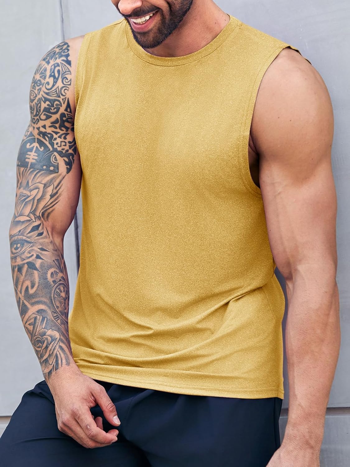 ZIWOCH Men's Sleeveless Tank Tops Crewneck Solid Loose Fit Shirt - Image 3
