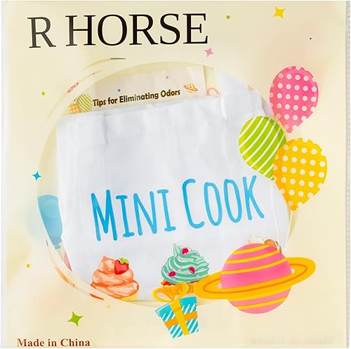 Miniatura 158 de R HORSE Juego de 2 delantales para niños y sombrero de chef, delantal de cocina azul ajustable para niños, kit de pintura y entrenamiento