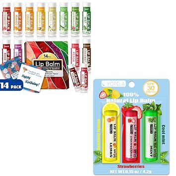 Lip Balm 14 Pack and 3 Pcs Natural Chap Sticks Bulk for Men Women Kids