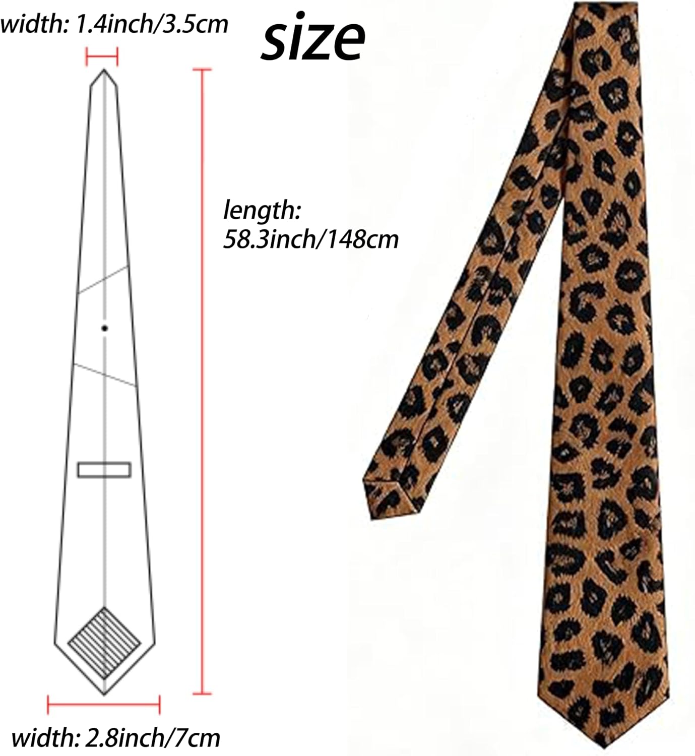 Mawjom Leopard Print and Black Polka Dot Tie Novelty Neck Ties for Women Men