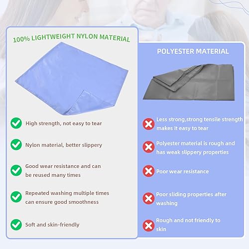 Miniatura 6 de Hoja de transferencia plana de 55 x 79 pulgadas para pacientes en movimiento, hoja deslizante y tabla deslizante para traslados de ancianos en