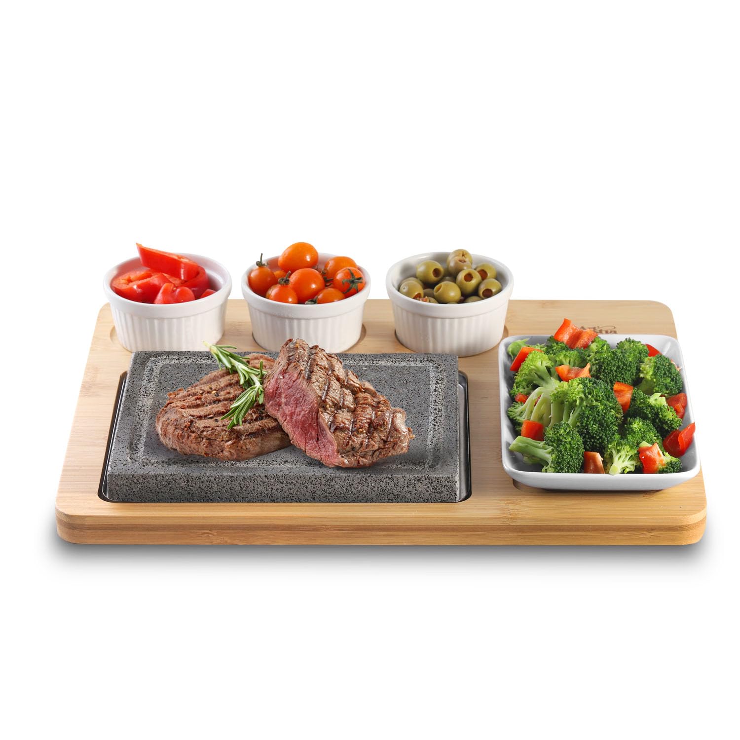 Artestia Lava Hot Steak Stones Complete Set, Double Hot Stone Tabletop