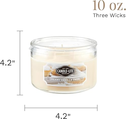 Miniatura 5 de Candle-lite Velas perfumadas, fragancia cremosa de remolino de vainilla, una vela de aromaterapia de 10 onzas con tres mechas con 20-40 horas de