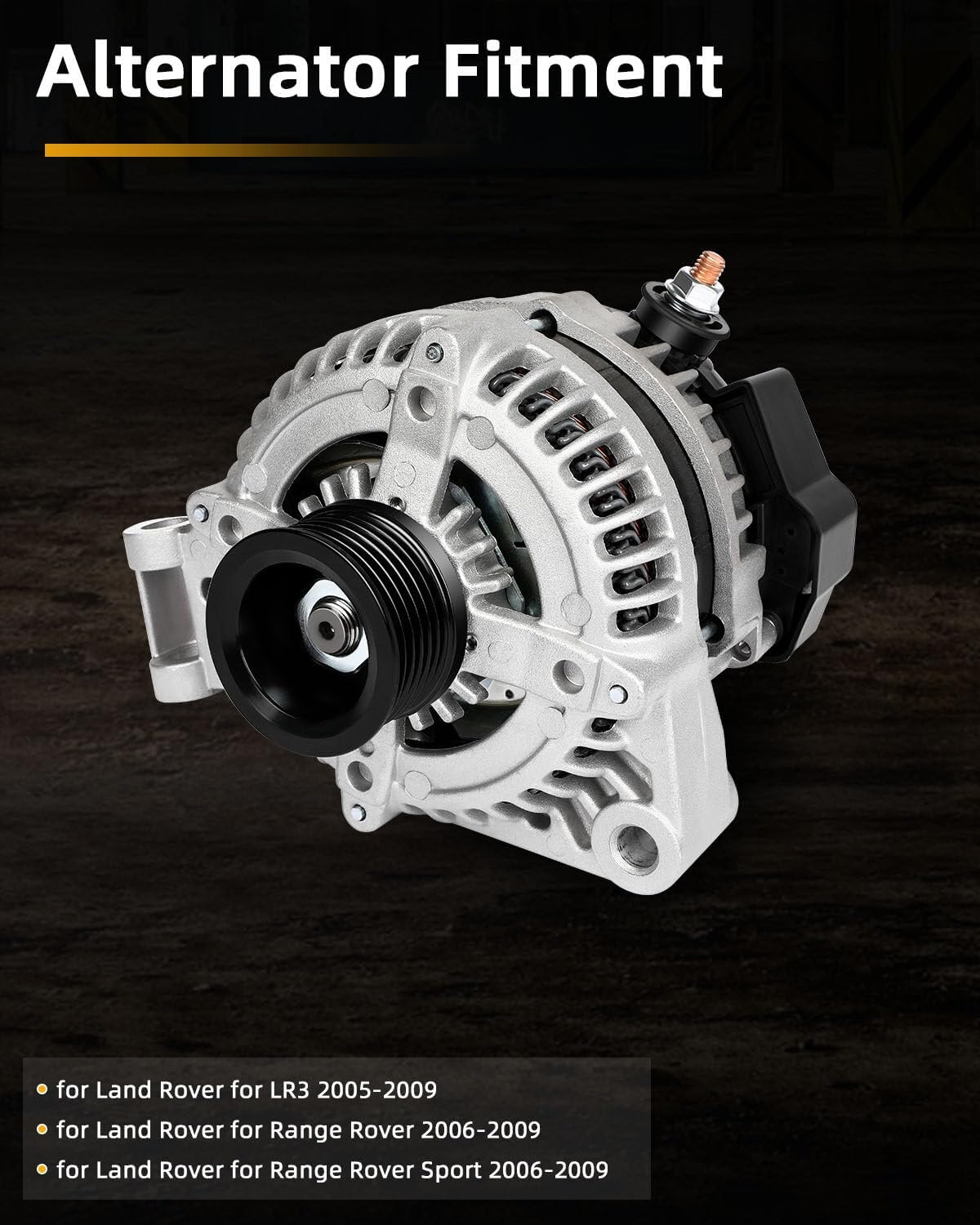 OCPTY Alternator AND0327 Fit for 2005-2009 For Land Rover LR3 2006-2009 For Land Rover Range Rover Sport,12V 150AMP S6 Pulley Class Replaces VND0327 11206