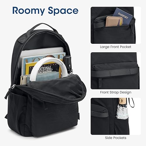 Miniatura 3 de G4Free Mochila pequeña para mujer, mini mochila de nailon para viajes, trabajo, senderismo, color negro