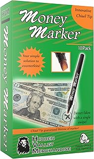 HVM Counterfeit Money Detector Pen (18 Counterfeit Pens) - Money Marker Bill Detector Pen with Upgraded Chisel Tip - Detect Fake Bills, Universal False Currency Checker Pack