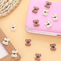 Vista 5 de Prasacco 50 mini osos – diminutos dijes de oso de plástico acrílico flocado y decoraciones de bricolaje